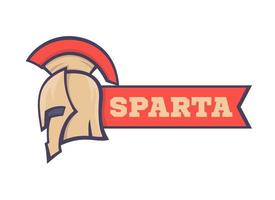 spartan helmet with ribbon, side view, logo elements on white, vector illustration