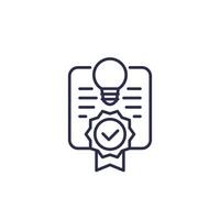 patent, certificate line icon on white vector