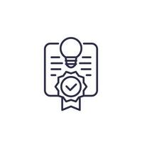 patent, certificate line icon on white vector