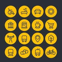 line icons set for map, pictograms for navigation vector