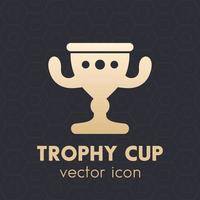 trophy cup icon, gold goblet vector