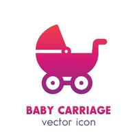 baby carriage icon over white, vector illustration