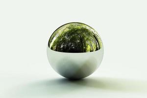 Geometric shapes with environment reflected on sphere. 3d rendering photo