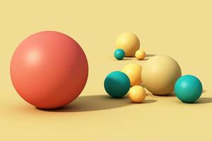 Geometric shapes with environment reflected on sphere. 3d rendering photo