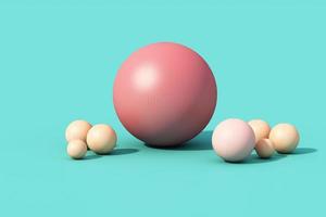 Geometric shapes with environment reflected on sphere. 3d rendering photo