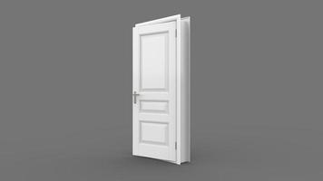 white door Creative illustration of open, closed door, entrance realistic doorway isolated on background 3d photo