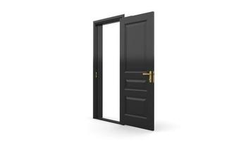 Set of different black door isolated 3d illustration render on white background photo