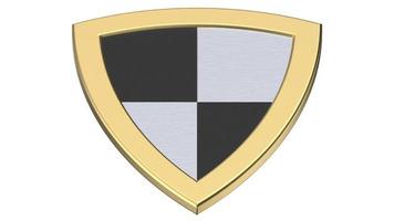 gold shield medieval 3d black and white illustration render stripes photo