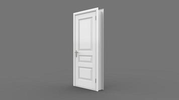 puerta blanca ilustración creativa de puerta abierta, cerrada, puerta de entrada realista aislada en el fondo 3d foto