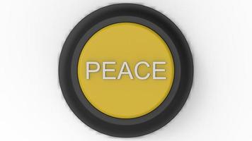 botón de paz amarillo aislado ilustración 3d render foto