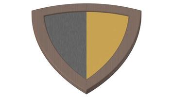 yellow stripes and black wood shield medieval 3d illustration render photo