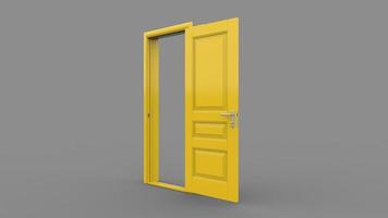 Set of different yellow door isolated 3d illustration render on empty background photo