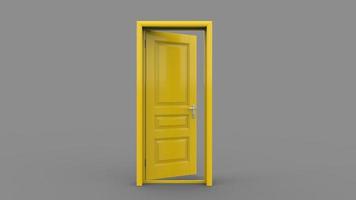 Creative illustration of open, closed door, entrance realistic doorway isolated on background 3d photo