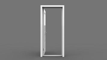 Creative illustration of open, closed door, entrance realistic doorway isolated on background 3d photo