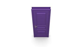 purple door Creative illustration of open, closed door, entrance realistic doorway isolated on background 3d photo