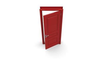 red door Creative illustration of open, closed door, entrance realistic doorway isolated on background 3d photo