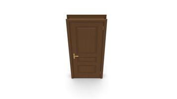 wood classic door Creative illustration of open, closed door, entrance realistic doorway isolated on background 3d photo