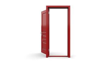 Set of different red door isolated 3d illustration render on white background photo
