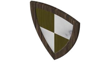 escudo de madera medieval 3d ilustración render foto