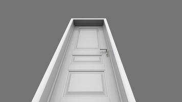 white door Creative illustration of open, closed door, entrance realistic doorway isolated on background 3d photo