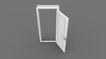 Creative illustration of open, closed door, entrance realistic doorway isolated on background 3d photo