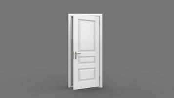 Creative illustration of open, closed door, entrance realistic doorway isolated on background 3d photo