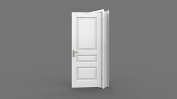 Creative illustration of open, closed door, entrance realistic doorway isolated on background 3d photo