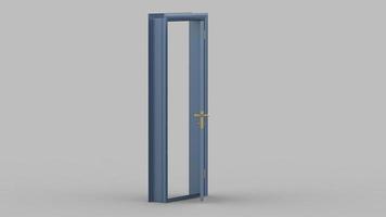 Creative illustration of open, closed door, entrance realistic doorway isolated on background 3d photo