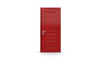 red door Creative illustration of open, closed door, entrance realistic doorway isolated on background 3d photo