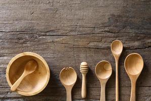 Top view of wooden utensil photo