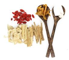 Top view of chinese herbals medicine photo