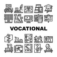 los iconos de la colección de la escuela vocacional establecen la ilustración vectorial