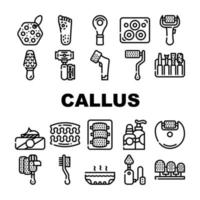 Callus Remover Tool Collection Icons Set Vector