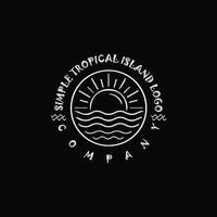 diseño de logotipo de línea de isla tropical. plantilla de diseño de logotipo de arte de línea de sol y mar. vector