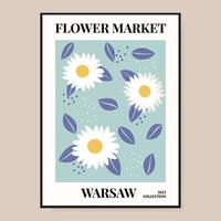 Flower market poster. Abstract floral illustration. Poster for postcards, wall art, banner, background, for printing. Vector illustration.