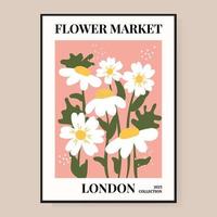 Flower market poster. Abstract floral illustration. Poster for postcards, wall art, banner, background, for printing. Vector illustration.