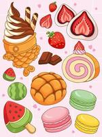 Japanese dessert recipes illustration vector