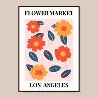 Flower market poster. Abstract floral illustration. Poster for postcards, wall art, banner, background, for printing. Vector illustration.