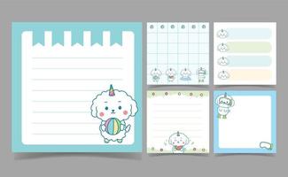 cute white dog unicorn cartoon summer memo notes Template for Greeting Scrap booking Card Design vector