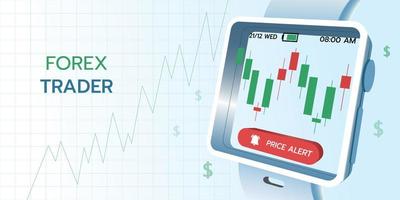 graph of forex trader display on smart watch. vector