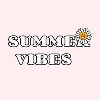 diseño redondo de banner de tipografía de vibraciones de verano en marco de flores, ilustración vectorial. vector
