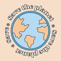 World Health Day. Planet Earth, text save the planet. Hand-drawn illustration. Vector background.