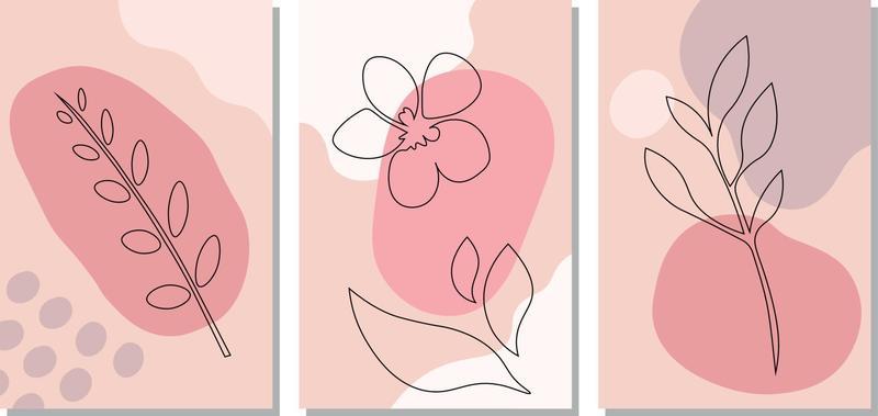 minimalistic pink composition with flower for poster vector illustration