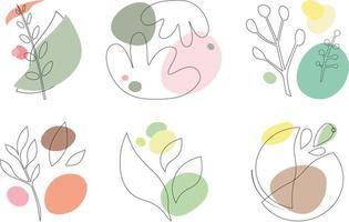 abstract set of nature pattern pastel colors vector illustration