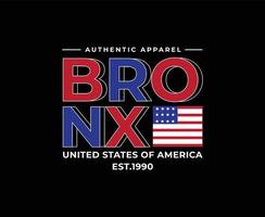 Gráficos de camiseta de vector de tipografía de bronx para imprimir