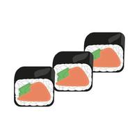 Collection of rolls with salmon and avocado mixed with rice in nuri leaf vector