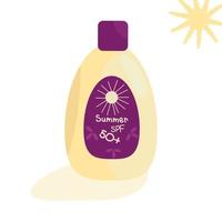 Bottle of sunscreen with sun and shadow vector