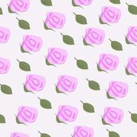 Pattern with pink roses and leaves vector