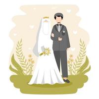 Flat Muslim wedding couple illustration vector