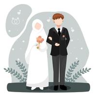 Muslim Wedding Couple Flat Illustration vector